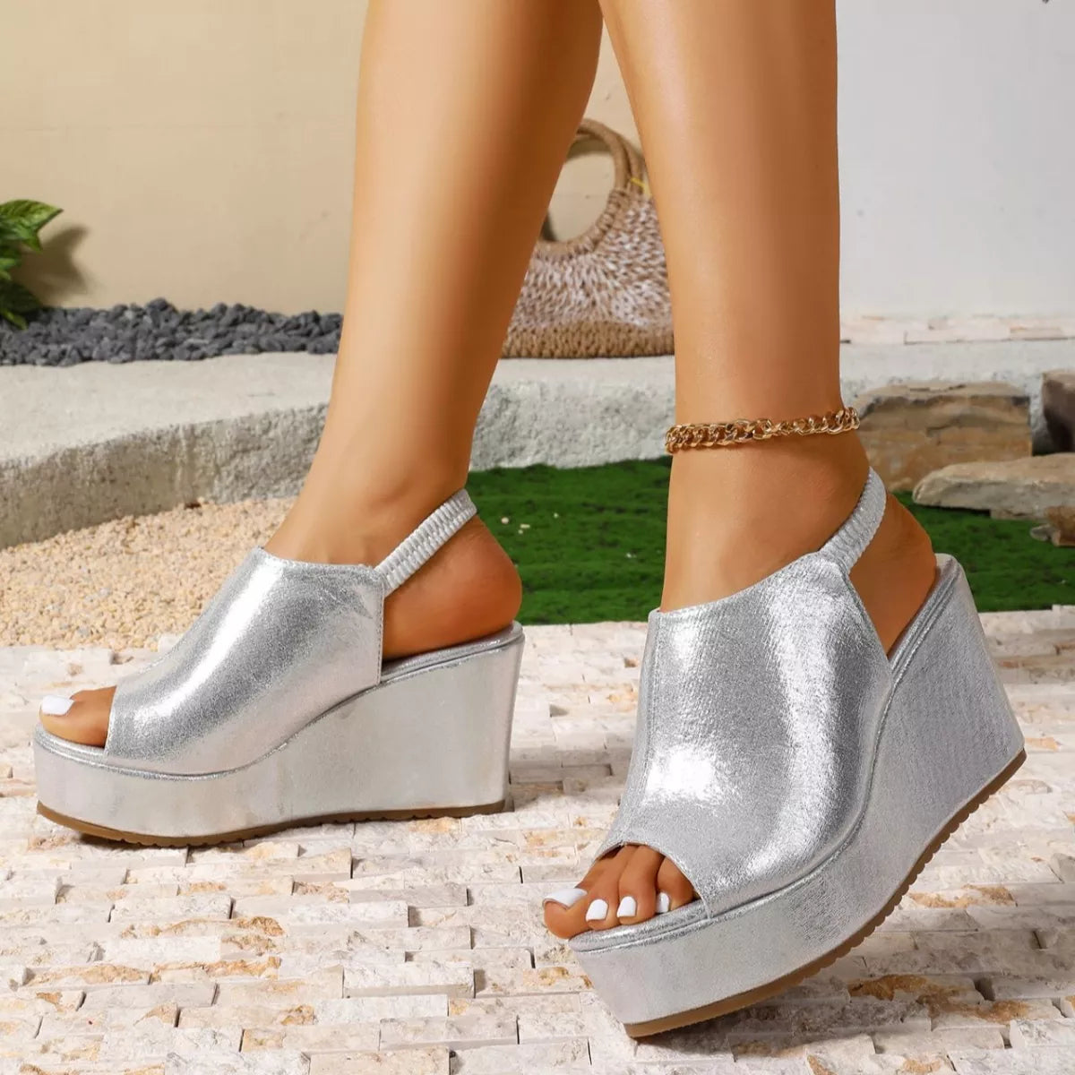 Peep Toe Wedge Sandals