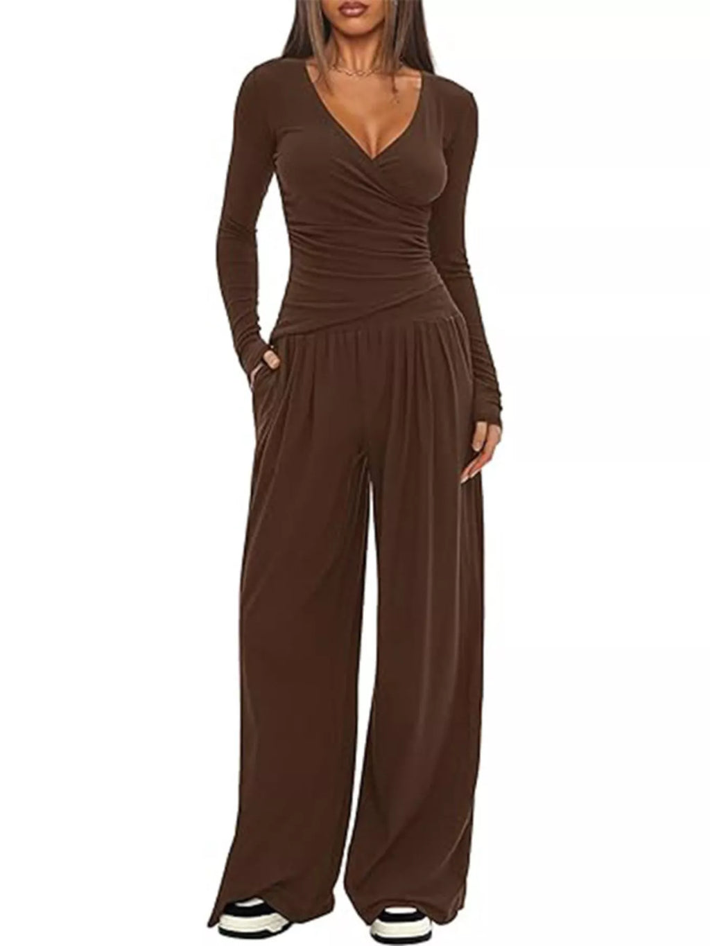 Casual Long Sleeve Top and Pants Two-Piece Set