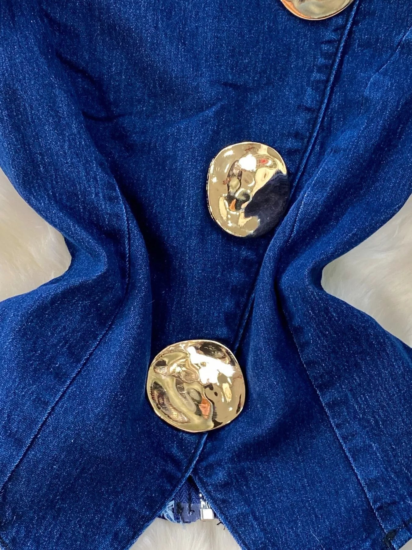 Button Detail Vest and Flare Jeans Denim Set