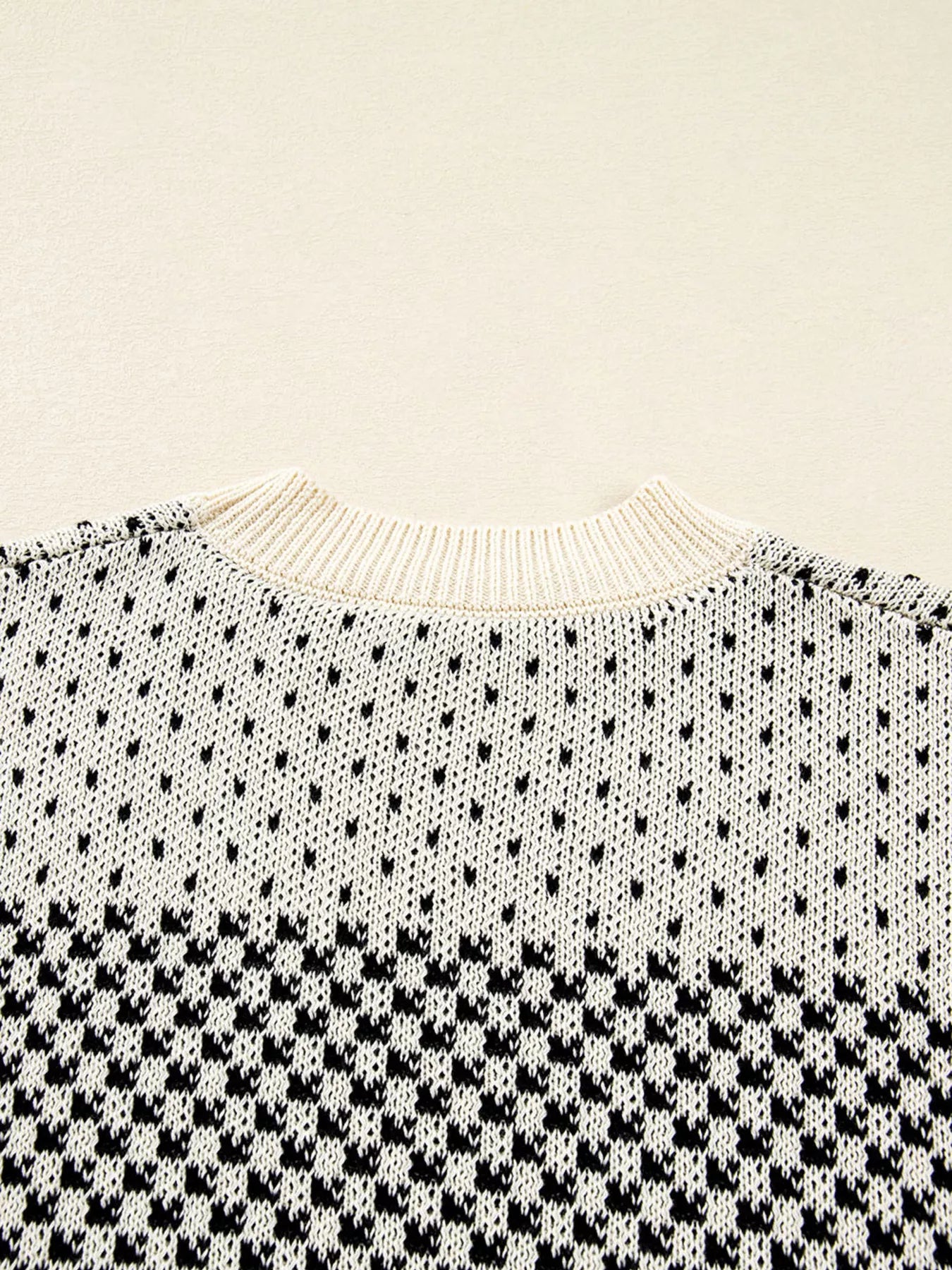 Contrast Color Pattern Lantern Sleeve Sweater