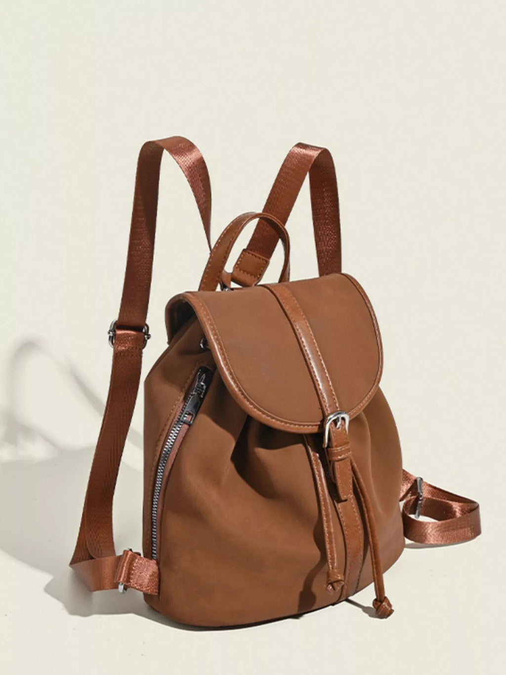 Drawstring Closure Flap Backpack Bag