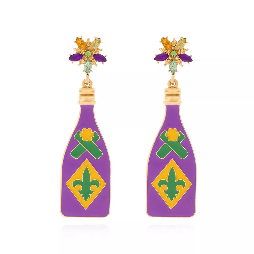 Mardi Gras Bottle Dangle Earrings