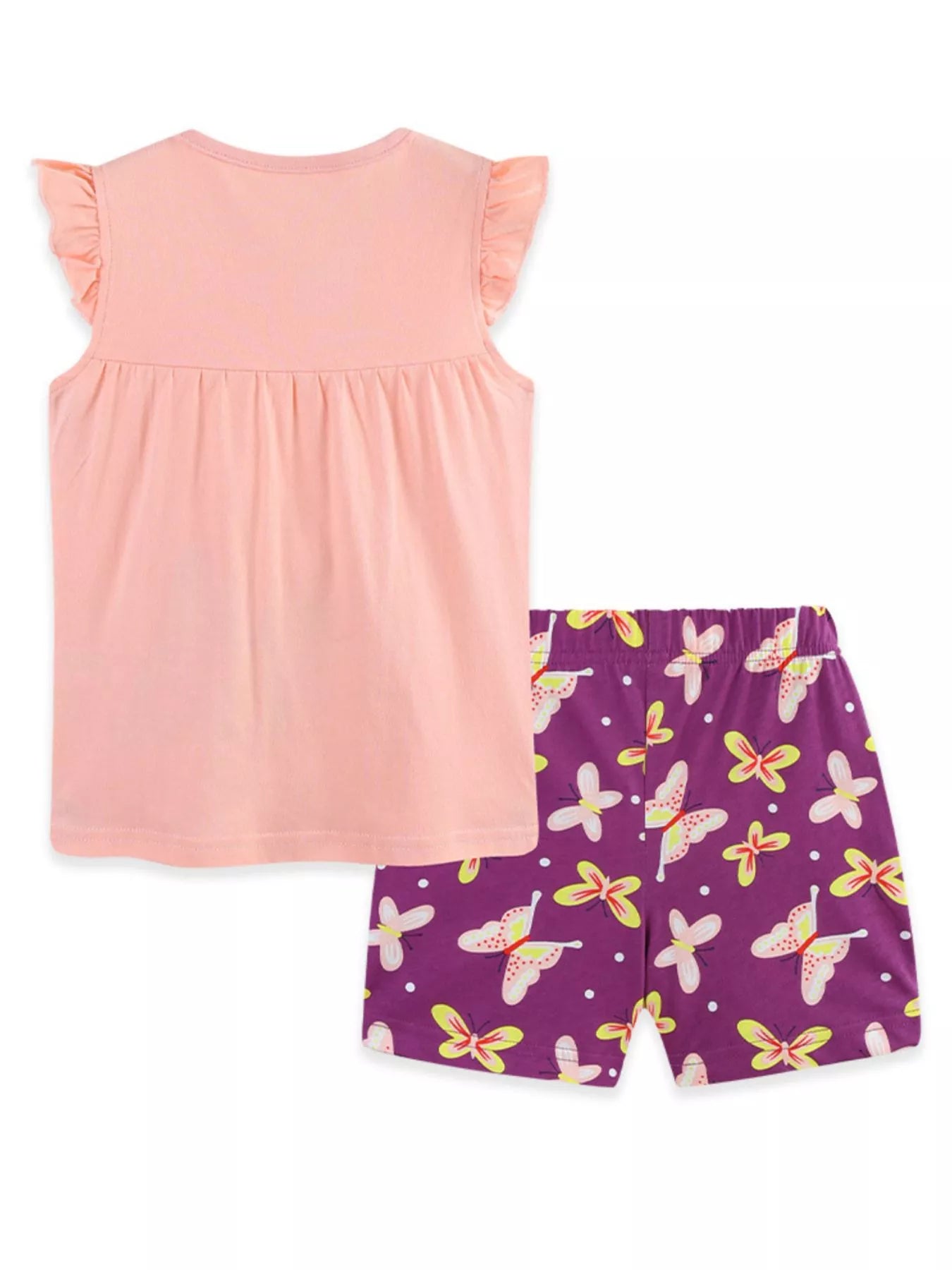 Children's Butterfly Ruffle Sleeve Top & Shorts Set
