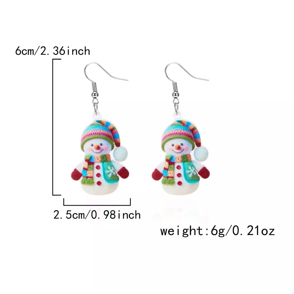 Christmas Snowman Dangle Earrings