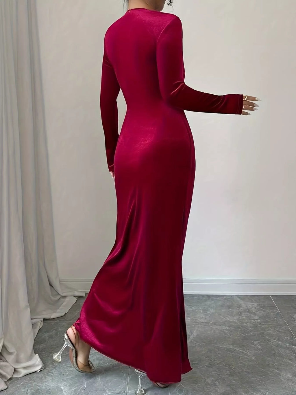 Ruffled Surplice long Sleeve Dress