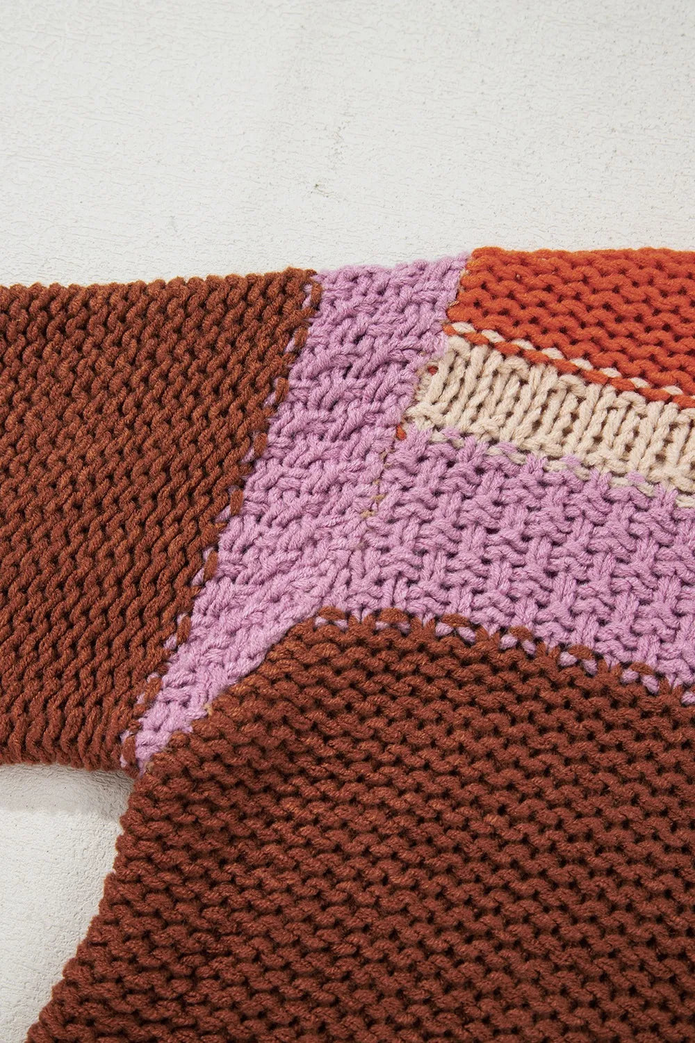 Colorblock Striped Round Neck Sweater