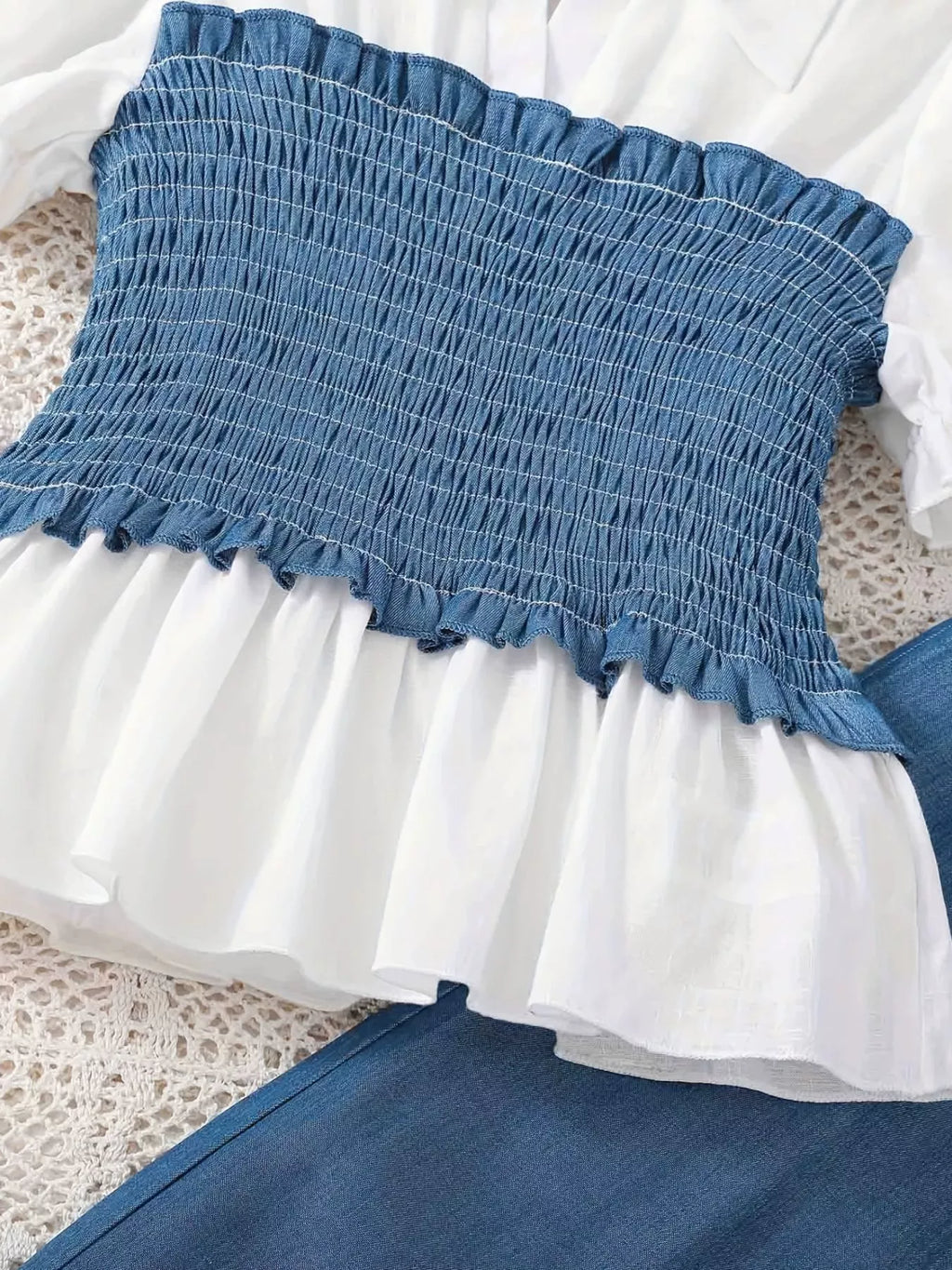 Children's Smocked Blouse and Wide Leg Pants Set