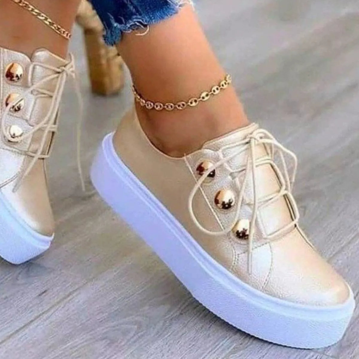 Round Toe Platform Sneakers