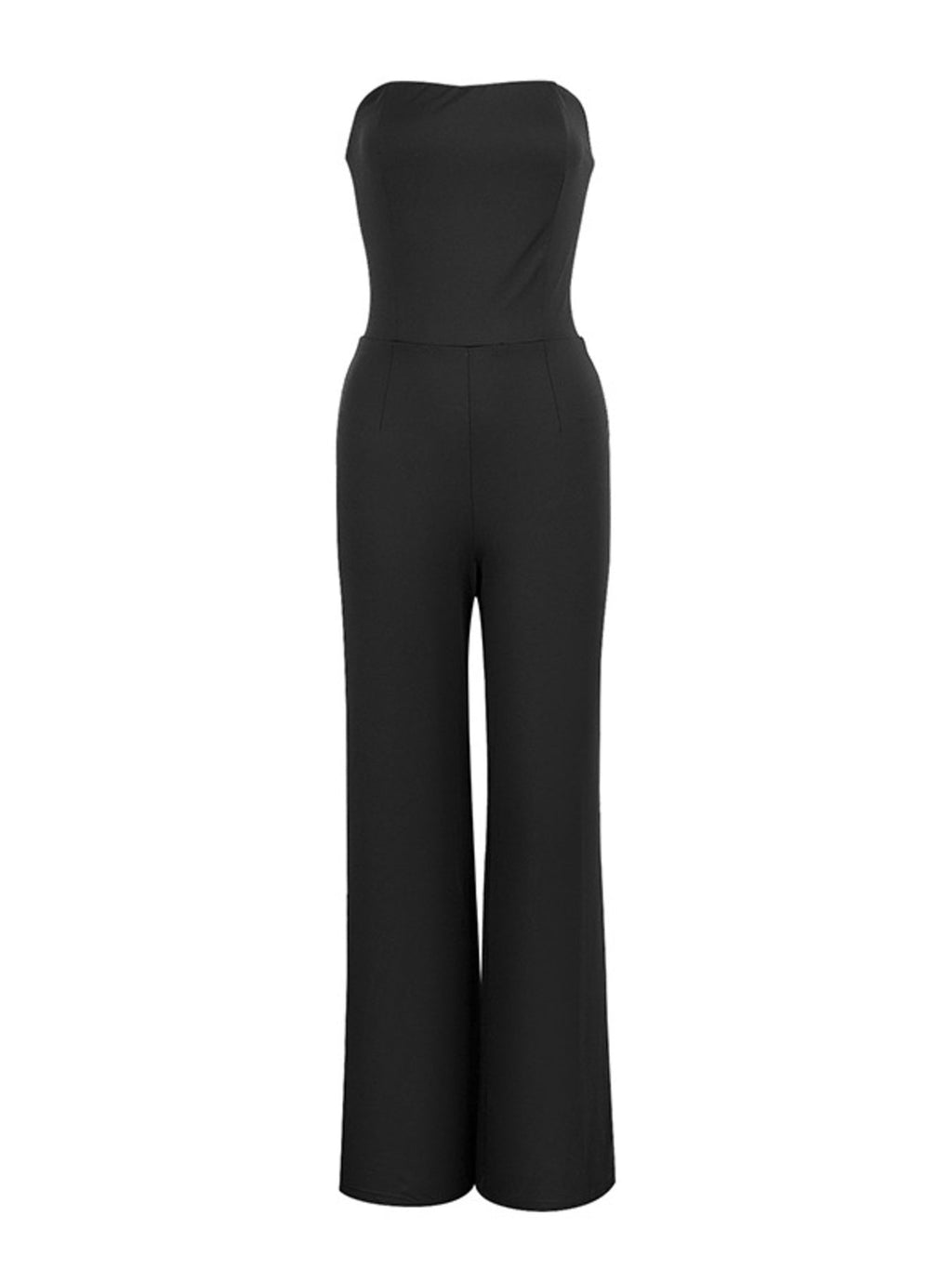 Strapless Lace-Up Back Jumpsuit