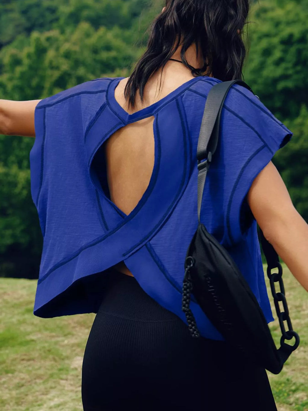 Cutout Back Short Sleeve T-Shirt
