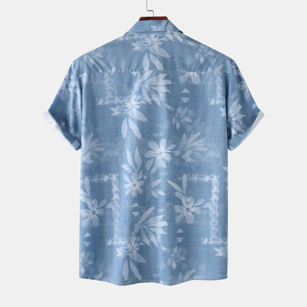 Men's Printed Button Up Short Sleeve Shirt