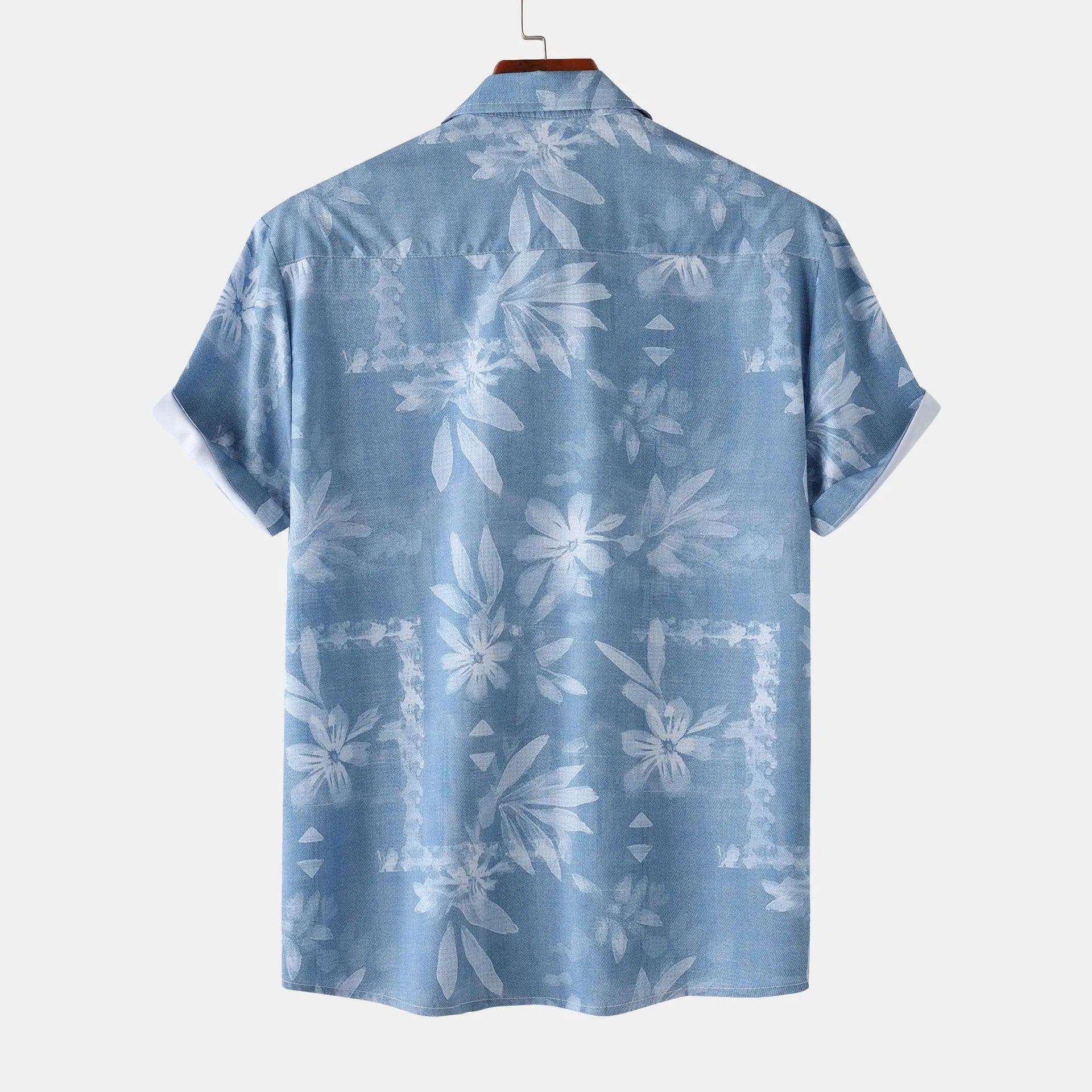 Men's Printed Button Up Short Sleeve Shirt