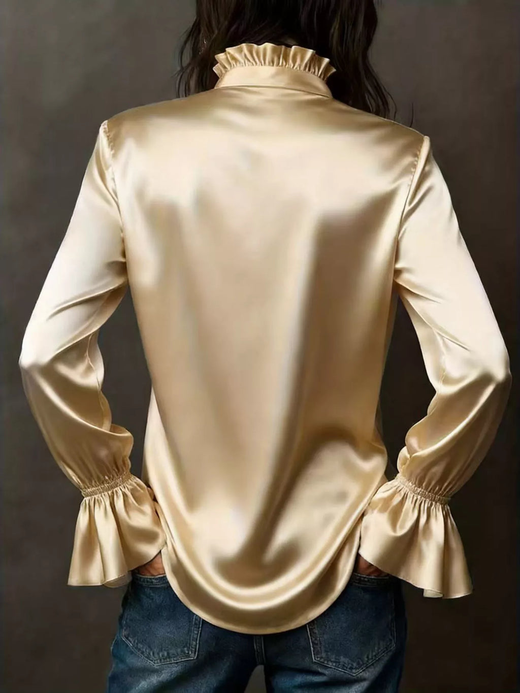 Button Up Flounce Sleeve Shirt