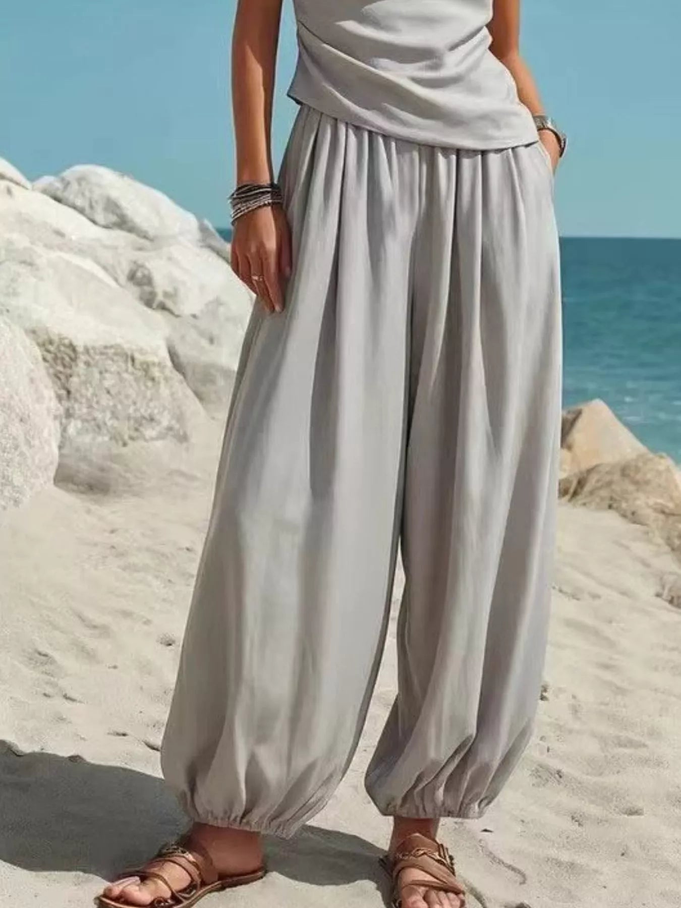 Full Size One-Shoulder Top and Wide Leg Pants Set Plus Size