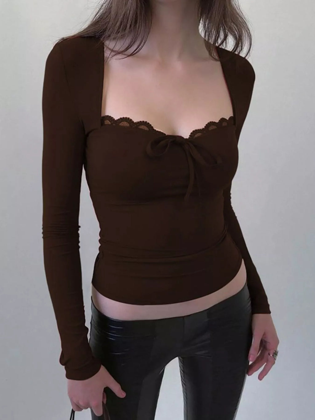 Lace Trim Long Sleeve T-Shirt