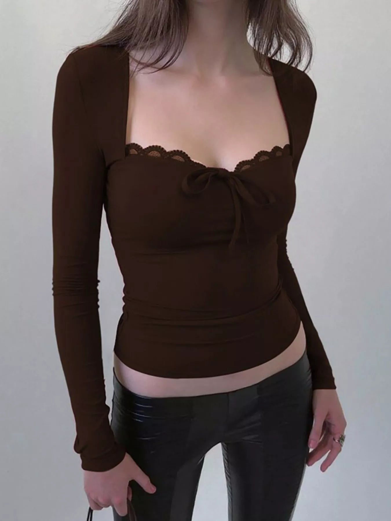 Lace Trim Long Sleeve T-Shirt