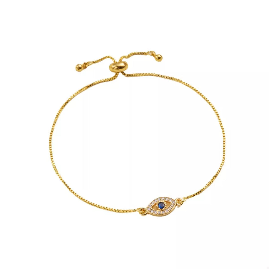 18K Gold-Plated Evil Eye Adjustable Bracelet