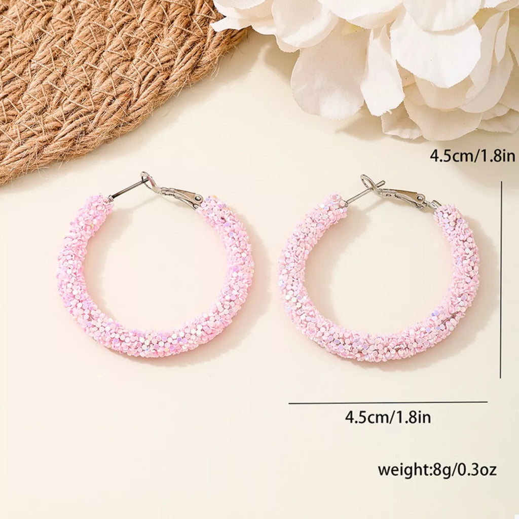 Sparkling Alloy Hoop Earrings