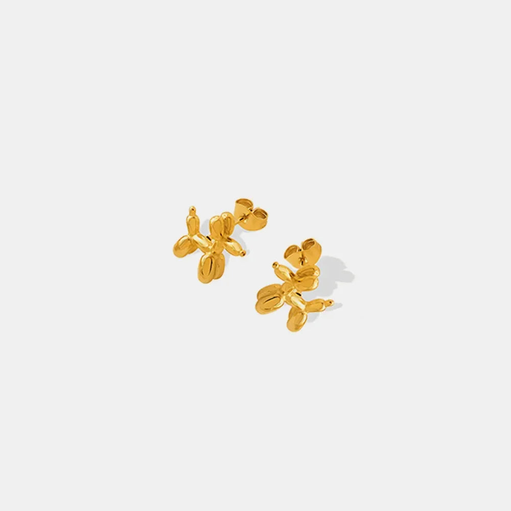 18K Gold-Plated Titanium Steel Puppy Shape Stud Earrings
