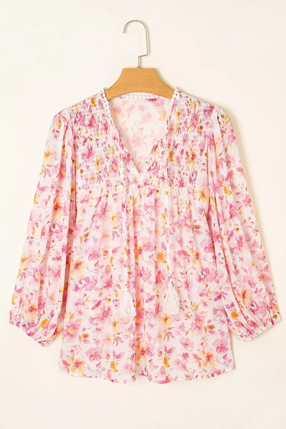 Floral Print Tie-Neck Blouse
