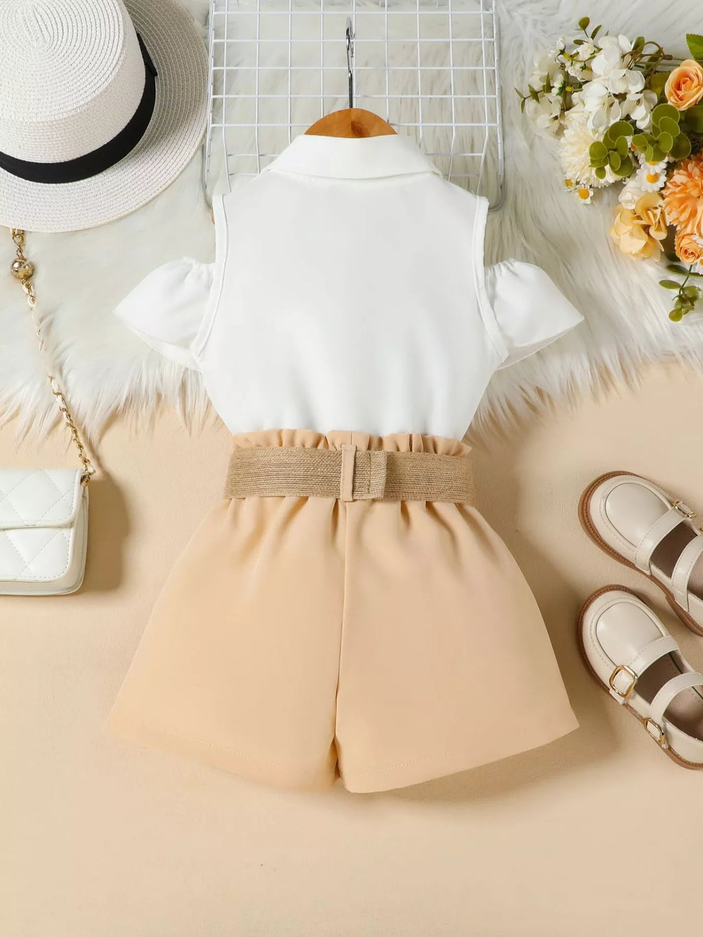 Children's Ruffle Cold Shoulder Top & Shorts Set