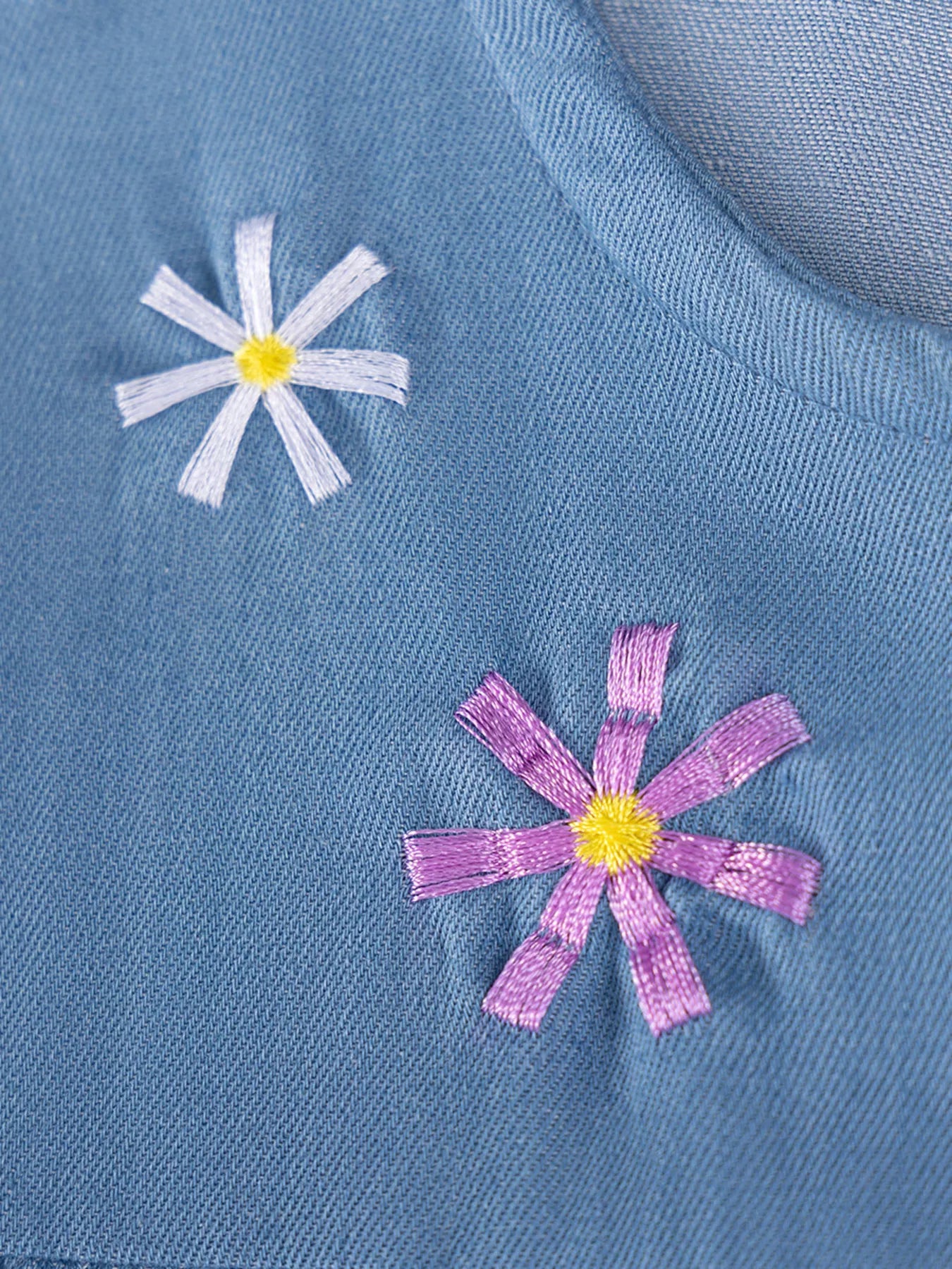 Children's Button Front Ruffle Sleeve· Denim Dress