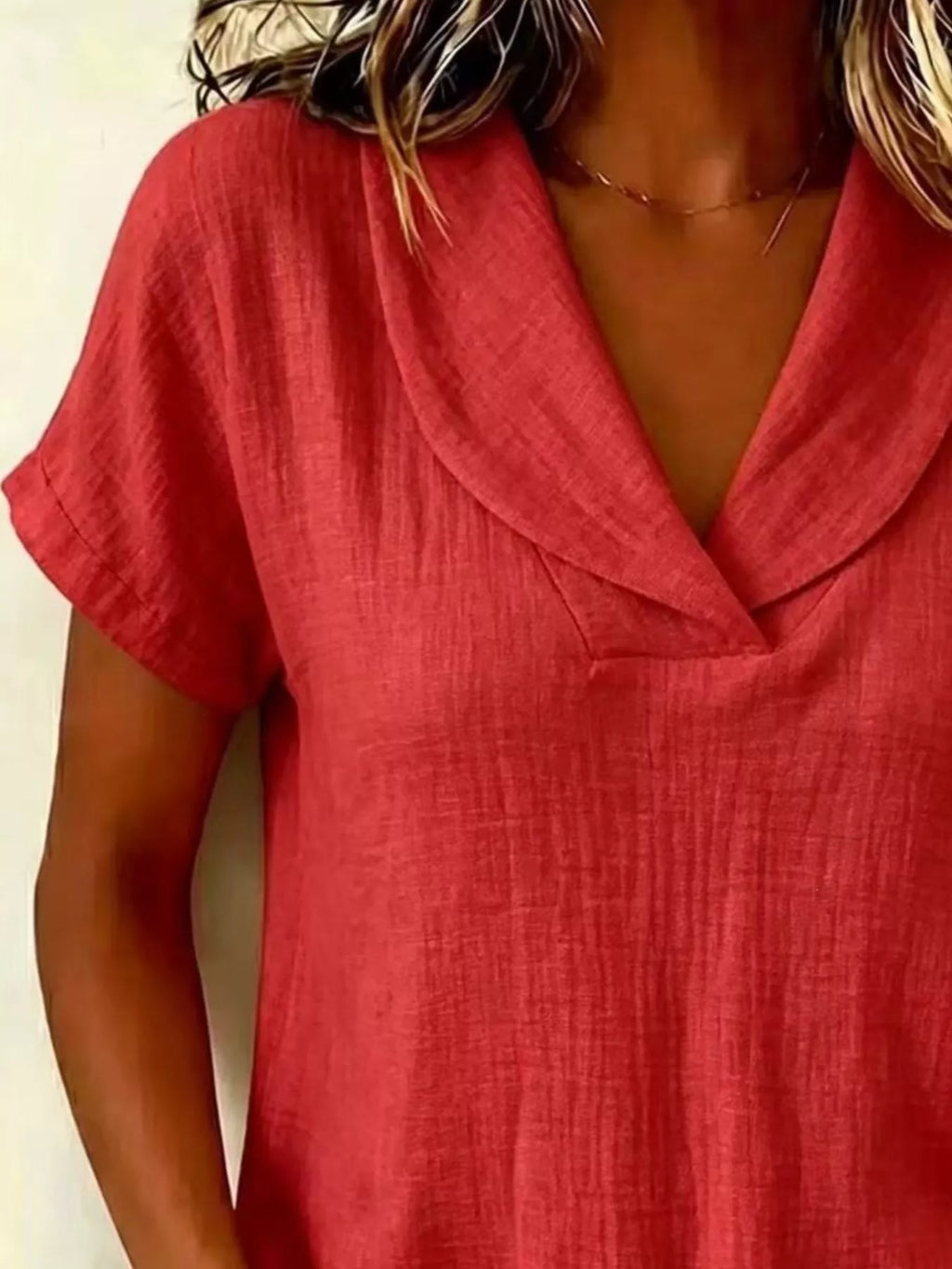 Full Size Casual Short Sleeve Textured Blouse Plus Size