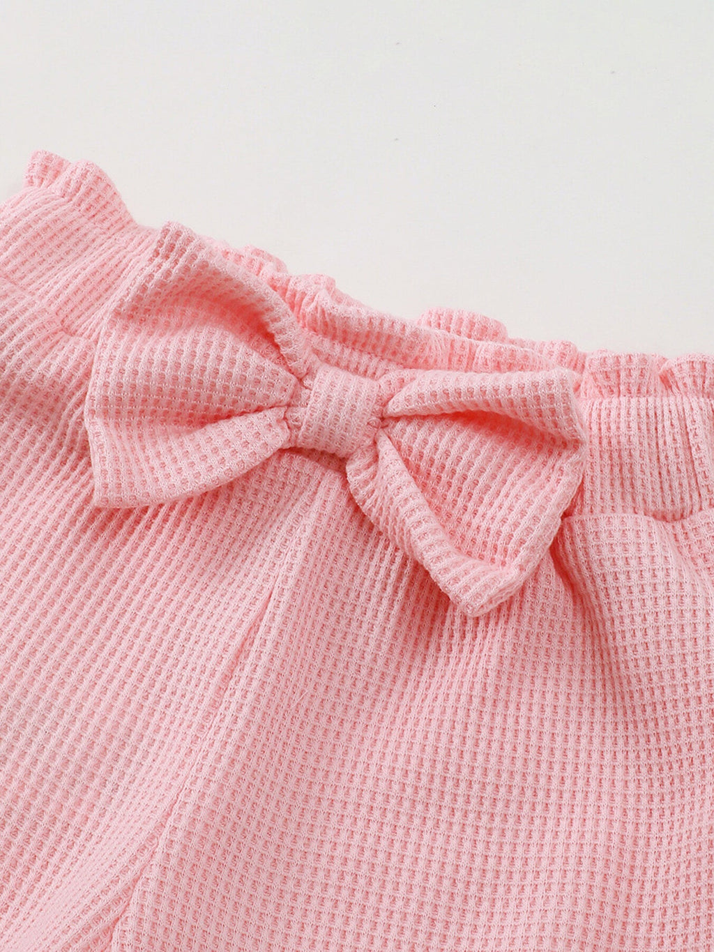 Children's Waffle Knit Tank Top and Bow Shorts Set