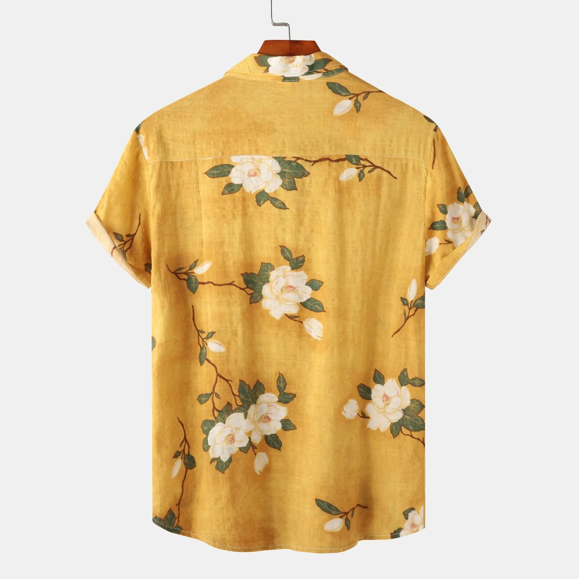 Men's Plus Size Floral Print Short Sleeve Button Down Shirt