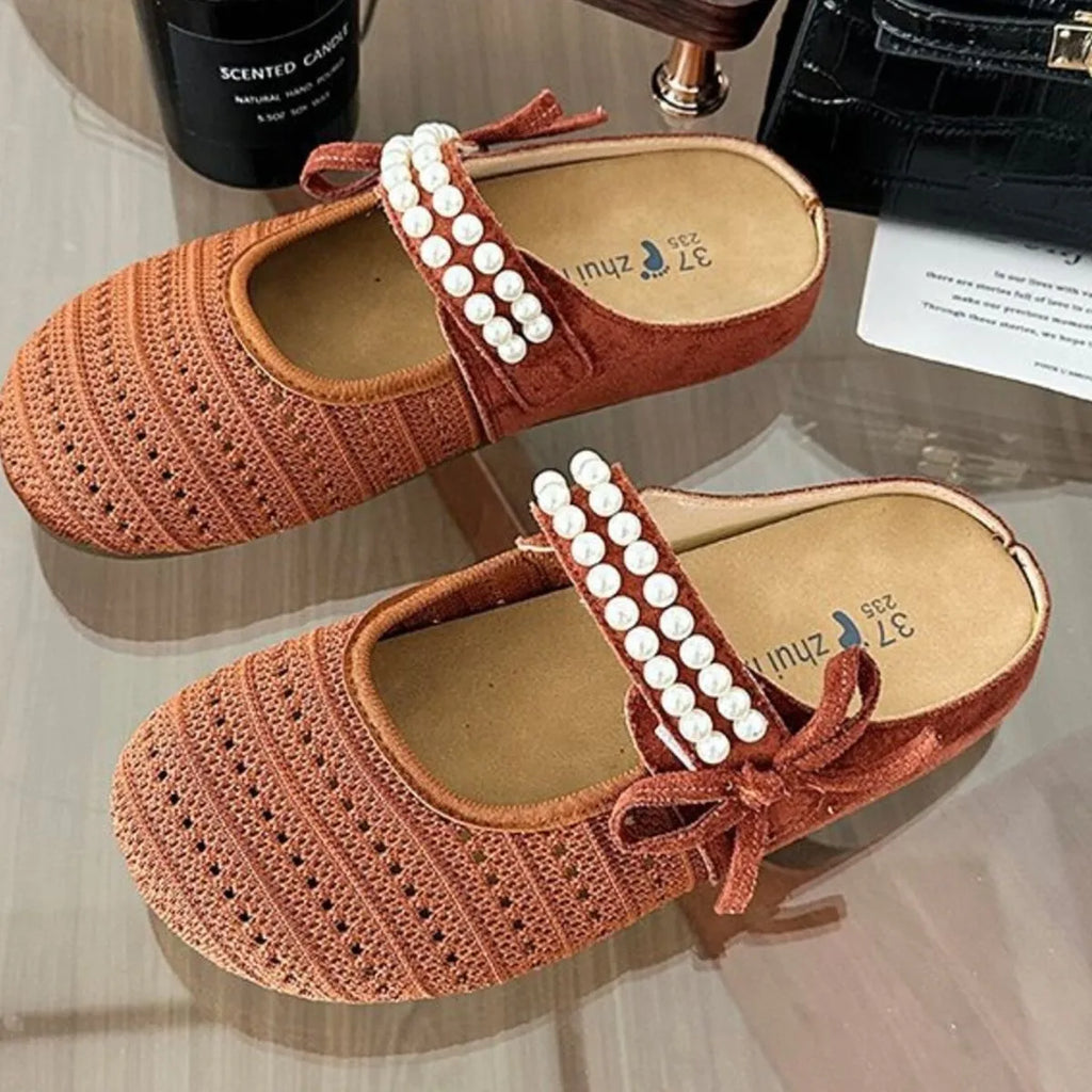 Hollow Out Round Toe Flat Slip-Ons