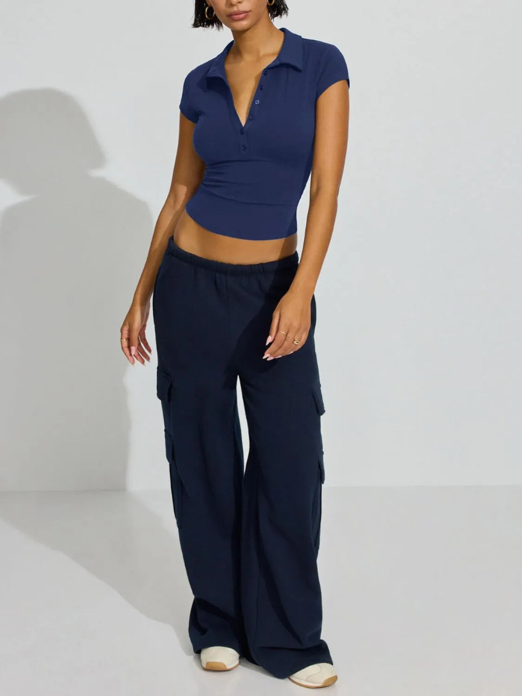Collared Neck Short Sleeve Top