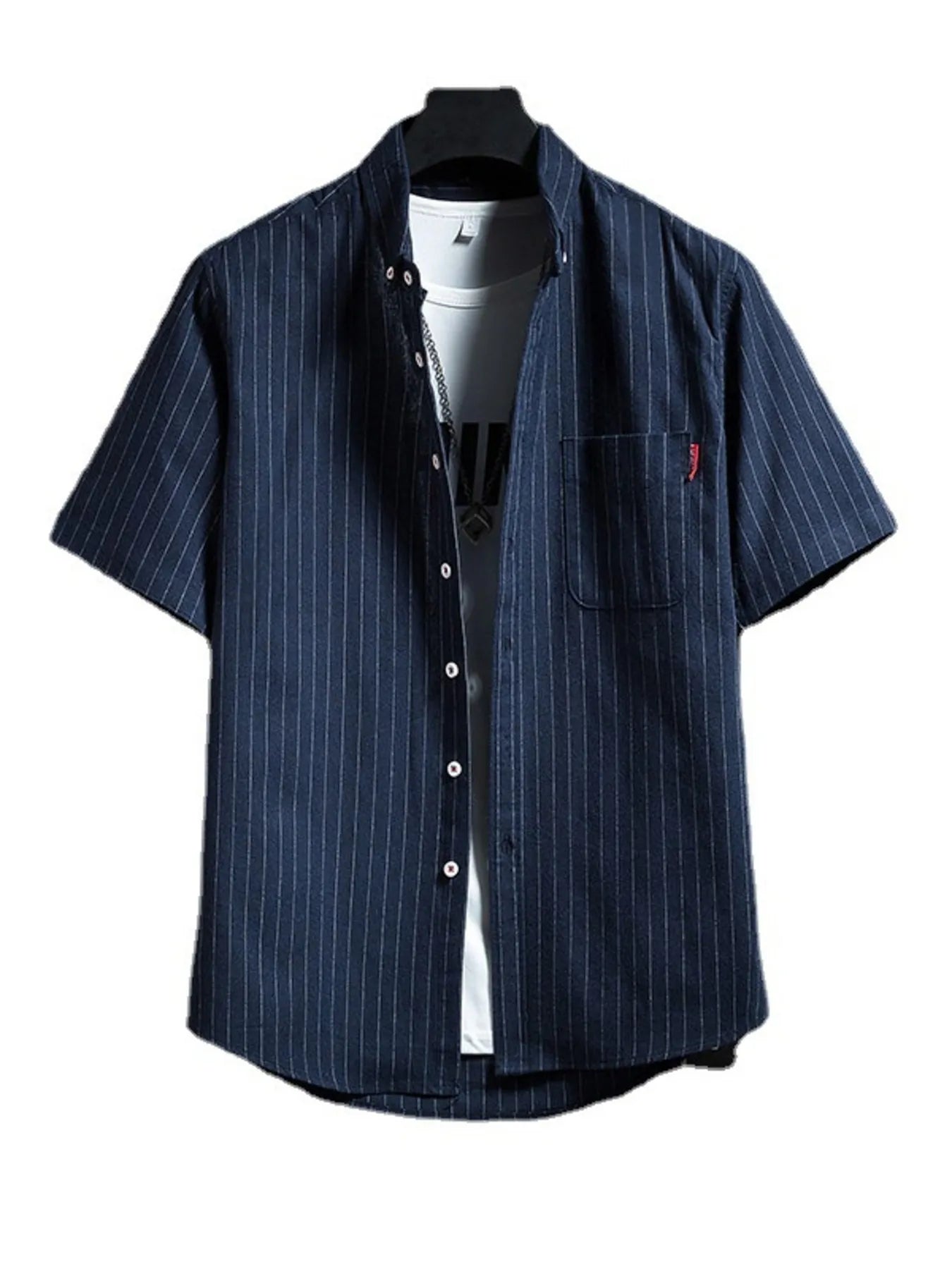 Men's Plus Size Casual Striped Short Sleeve Shirt