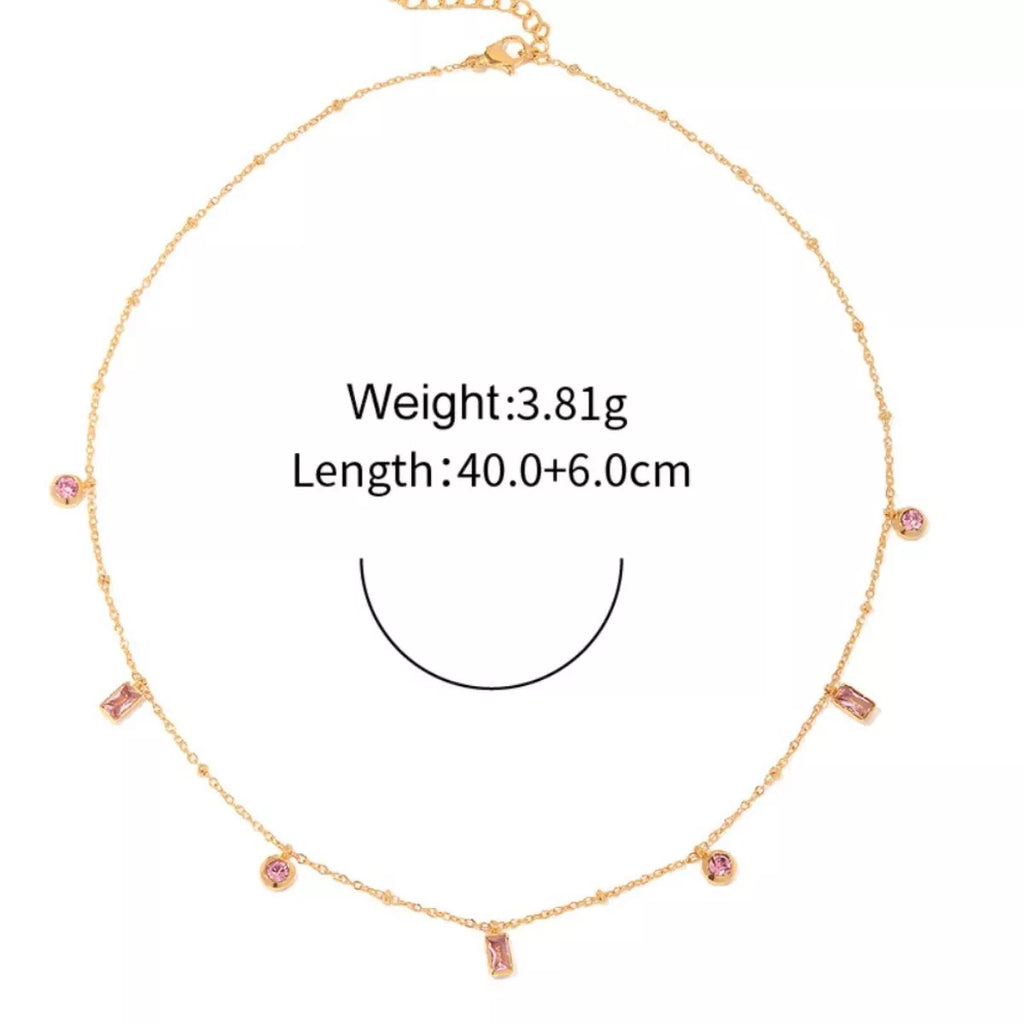 18K Gold-Plated Rhinestone Geometric Adjustable Necklace
