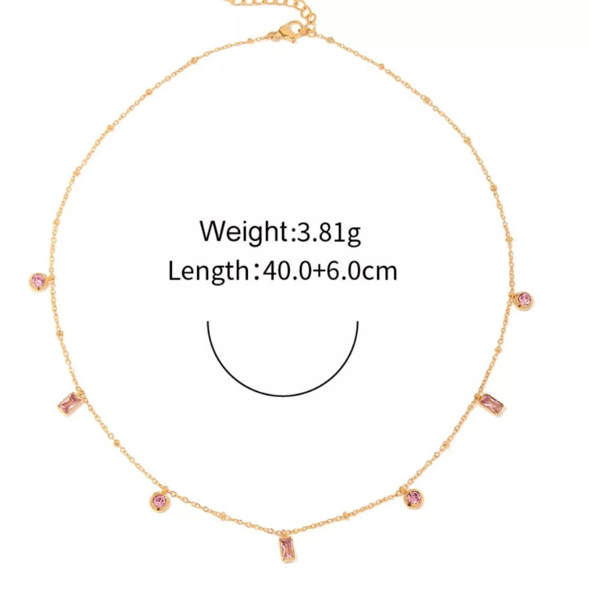 18K Gold-Plated Rhinestone Geometric Adjustable Necklace