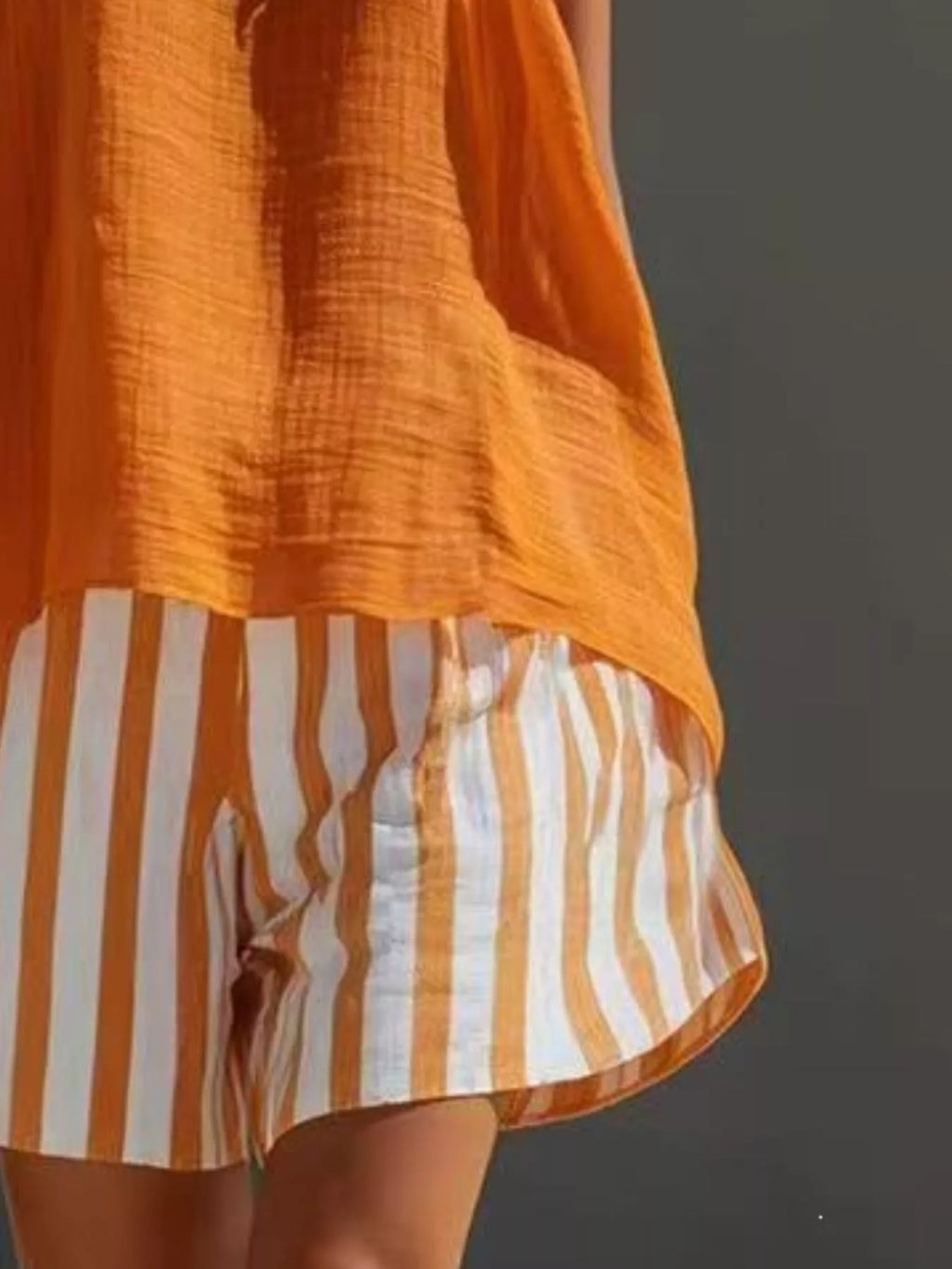 Round Neck Tank and Striped Shorts Set