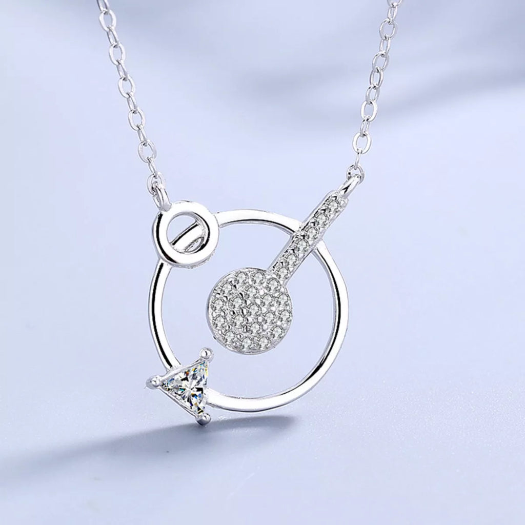 925 Sterling Silver Zircon Geometric Pendant Necklace