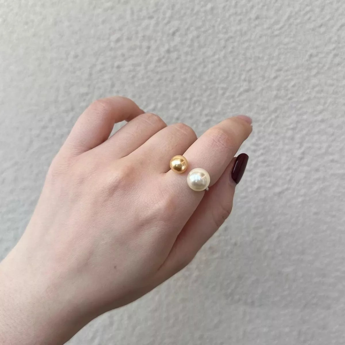 Double Pearl Open Ring