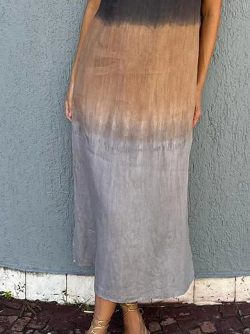 Full Size Sleeveless Gradient Tank Midi Dress Plus Size