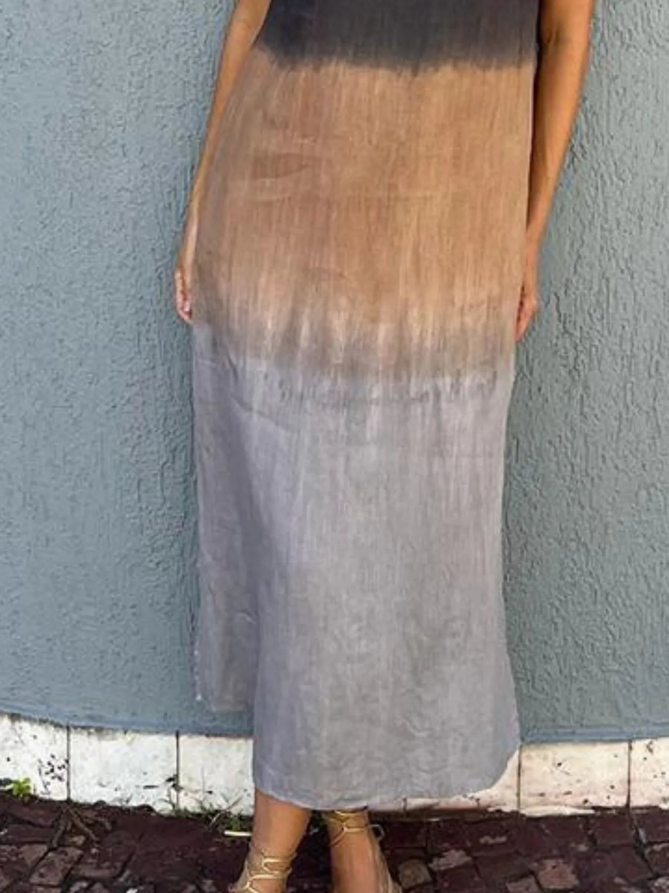 Full Size Sleeveless Gradient Tank Midi Dress Plus Size