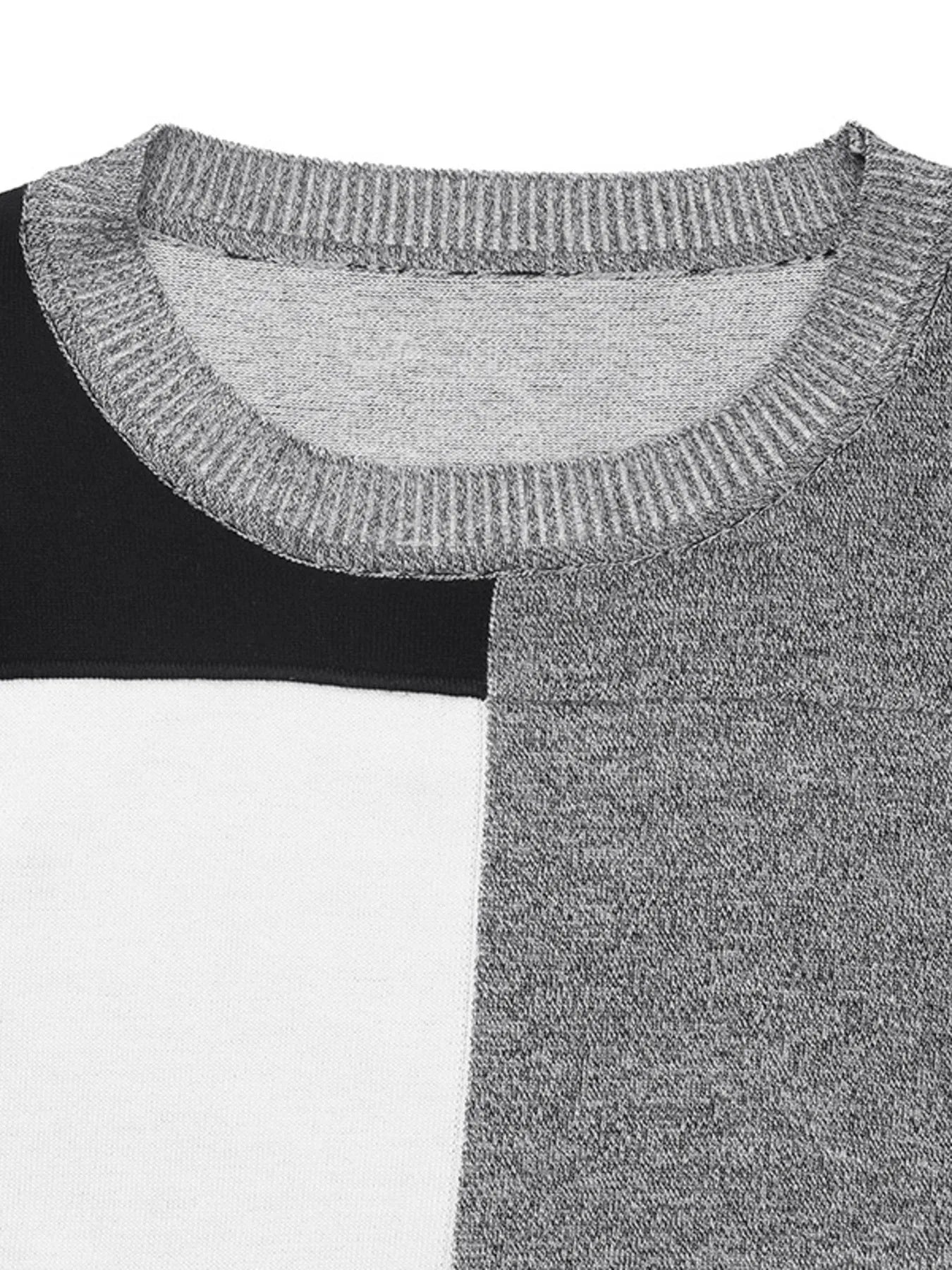 Color Block Knit Long Sleeve Sweater