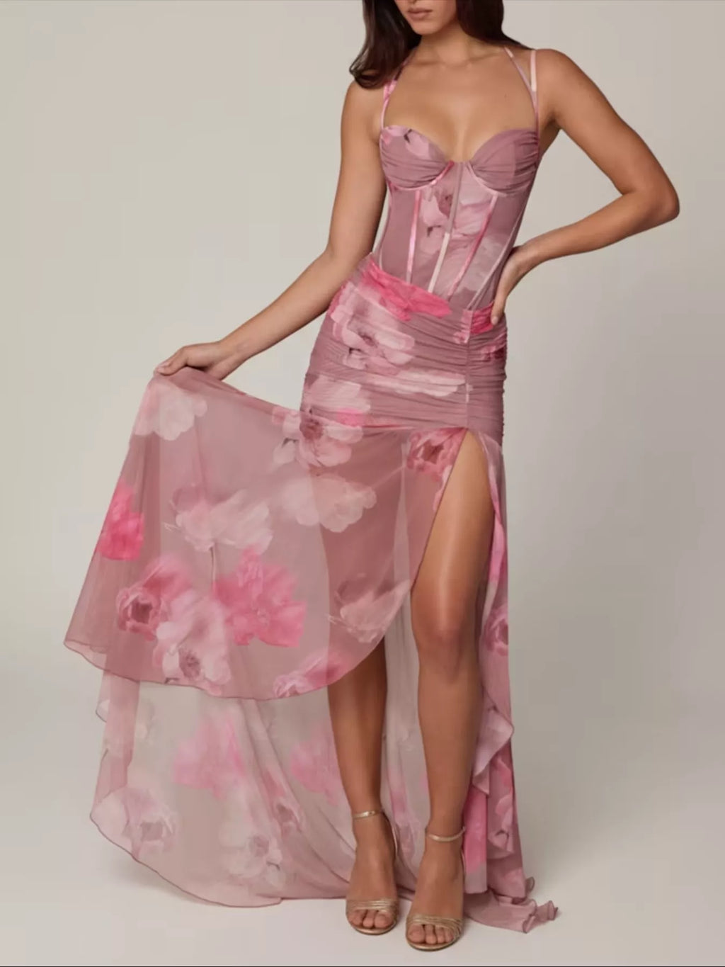Sweetheart Neck Slit Maxi Dress