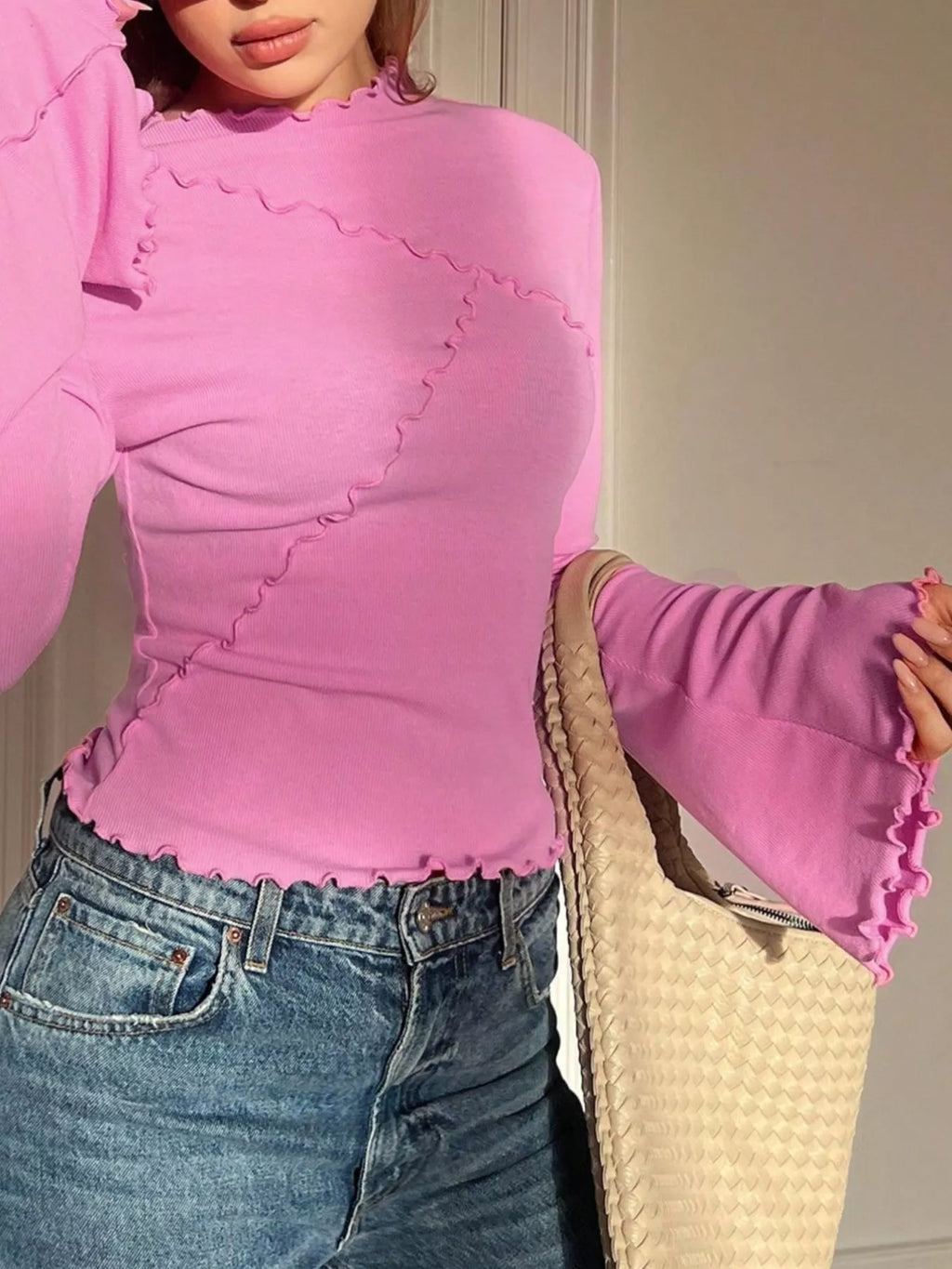 Lettuce Edge Flare Sleeve Top
