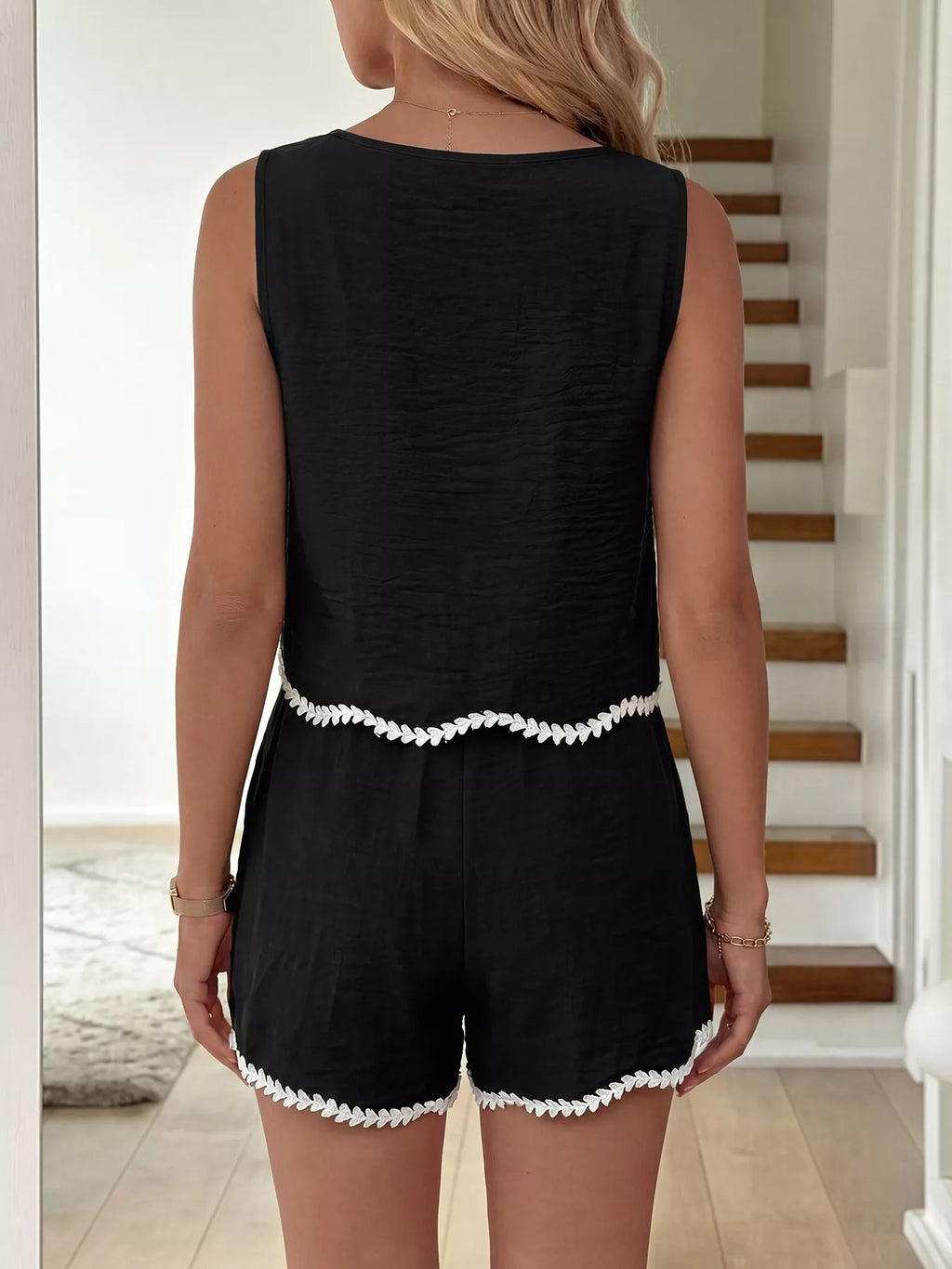 Contrast Trim Tank and Shorts Set