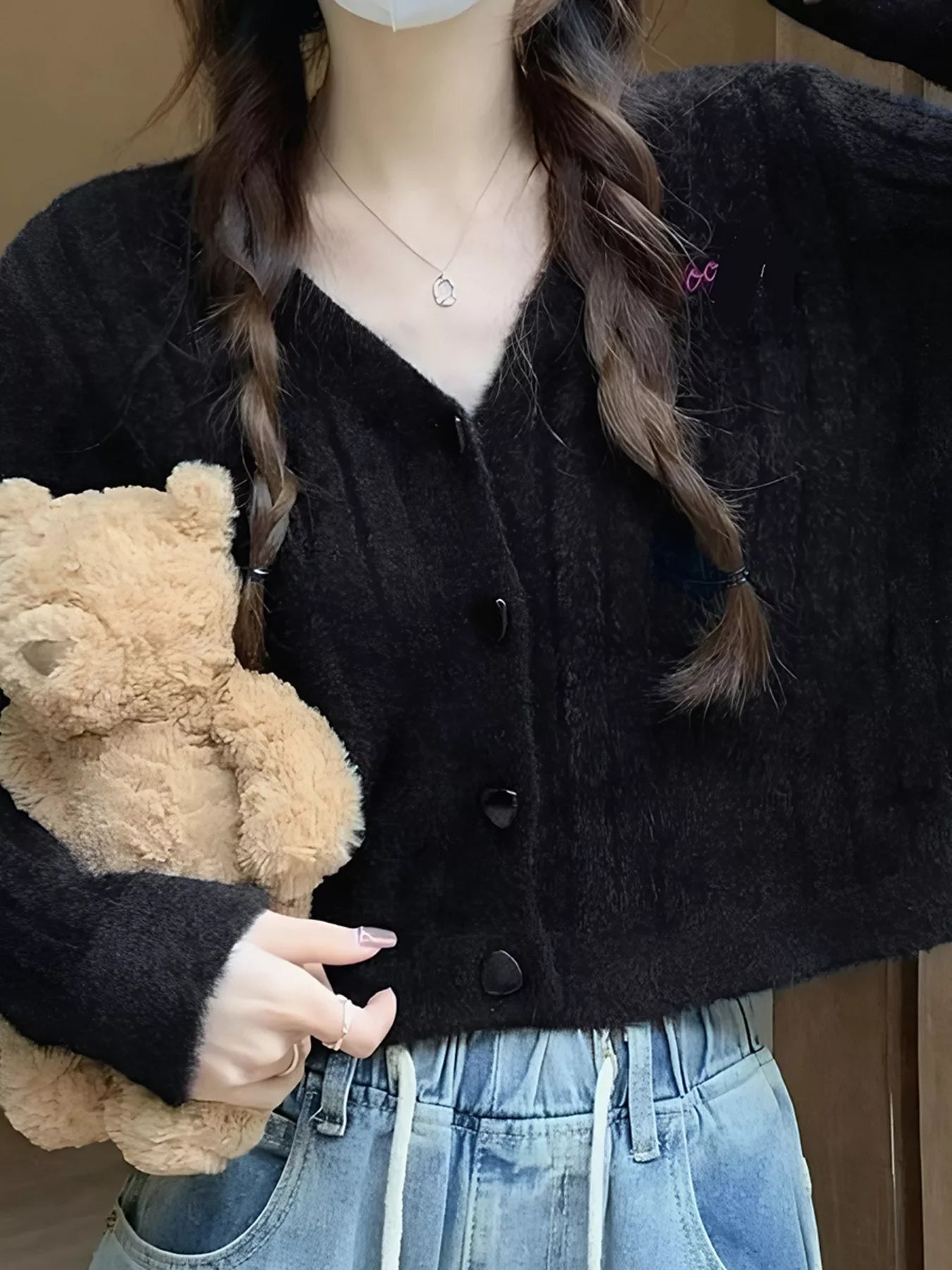Button Up Ribbed Knit Cardigan