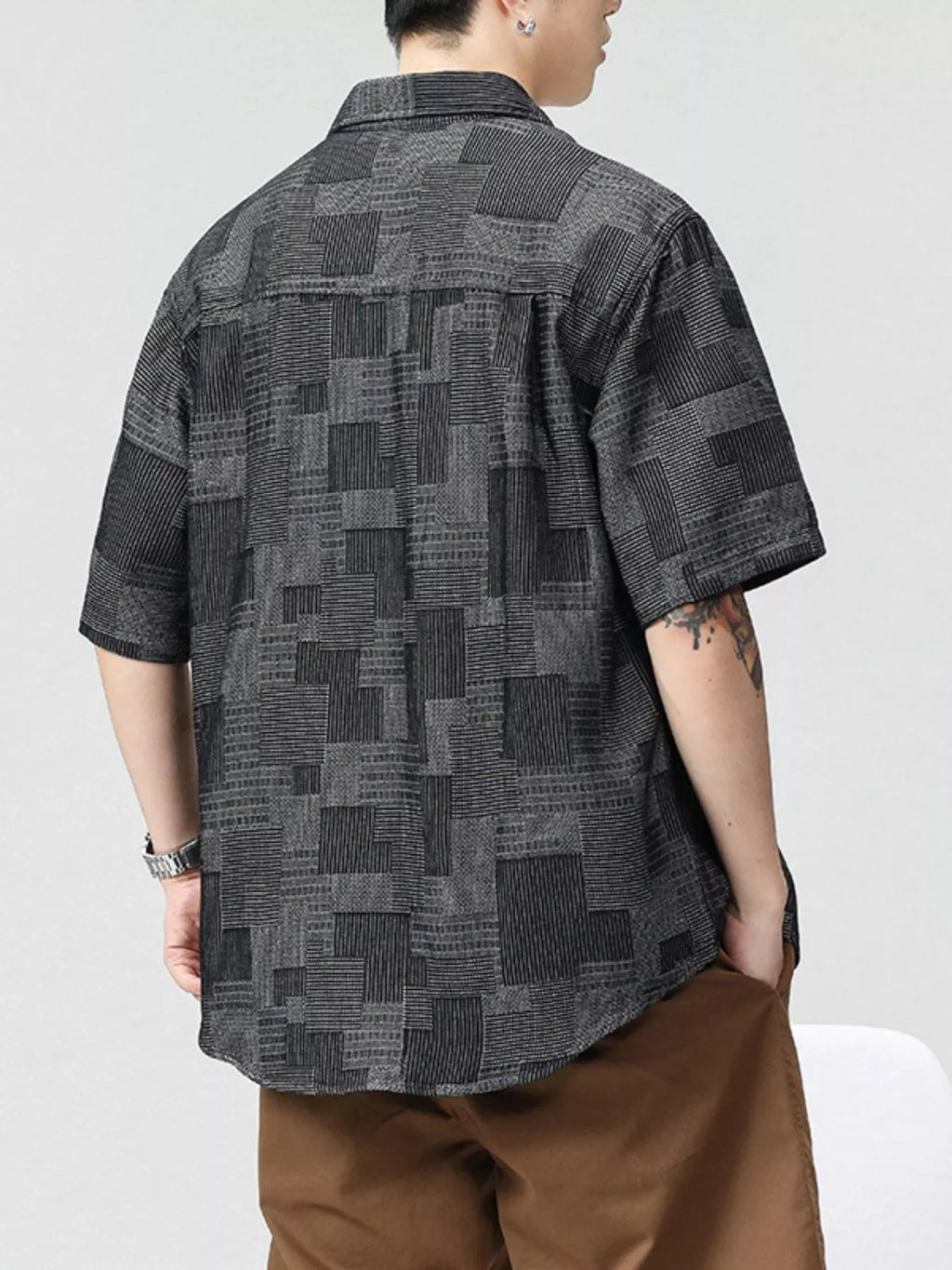 Men's Plus Size Plaid Short Sleeve Shirt