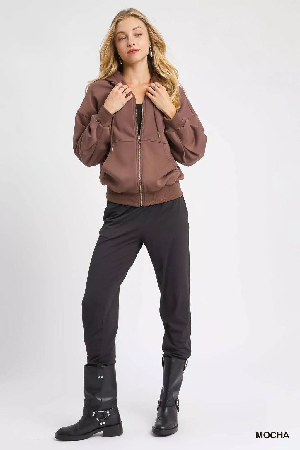 Umgee Zip-Up Fleece Hooded Jacket
