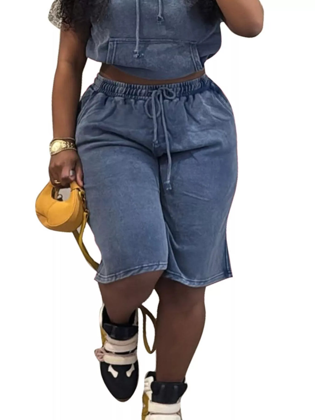 Hooded Crop Top and Shorts Set