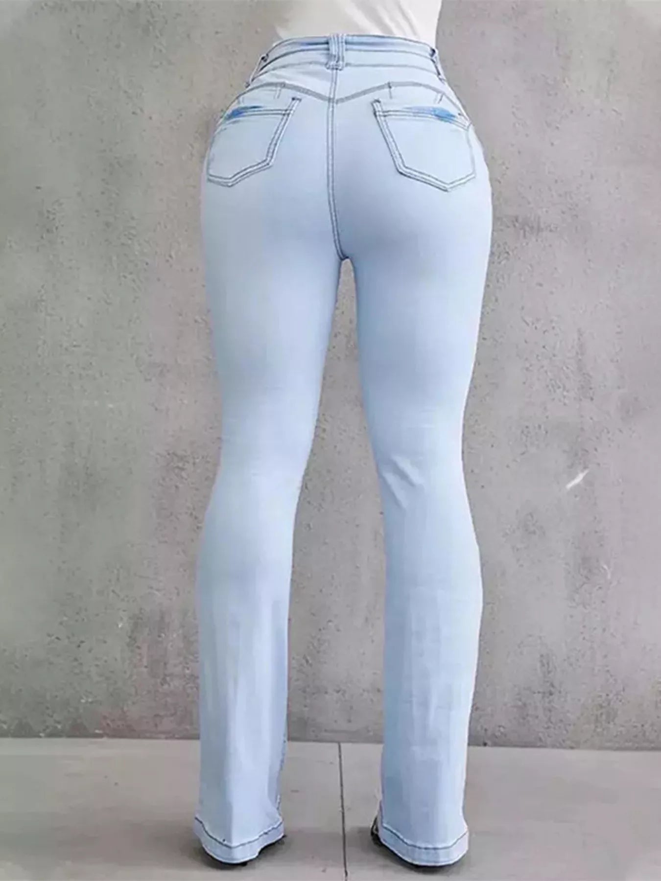 Full Size Wash High-Waisted Flare Jeans Plus Size