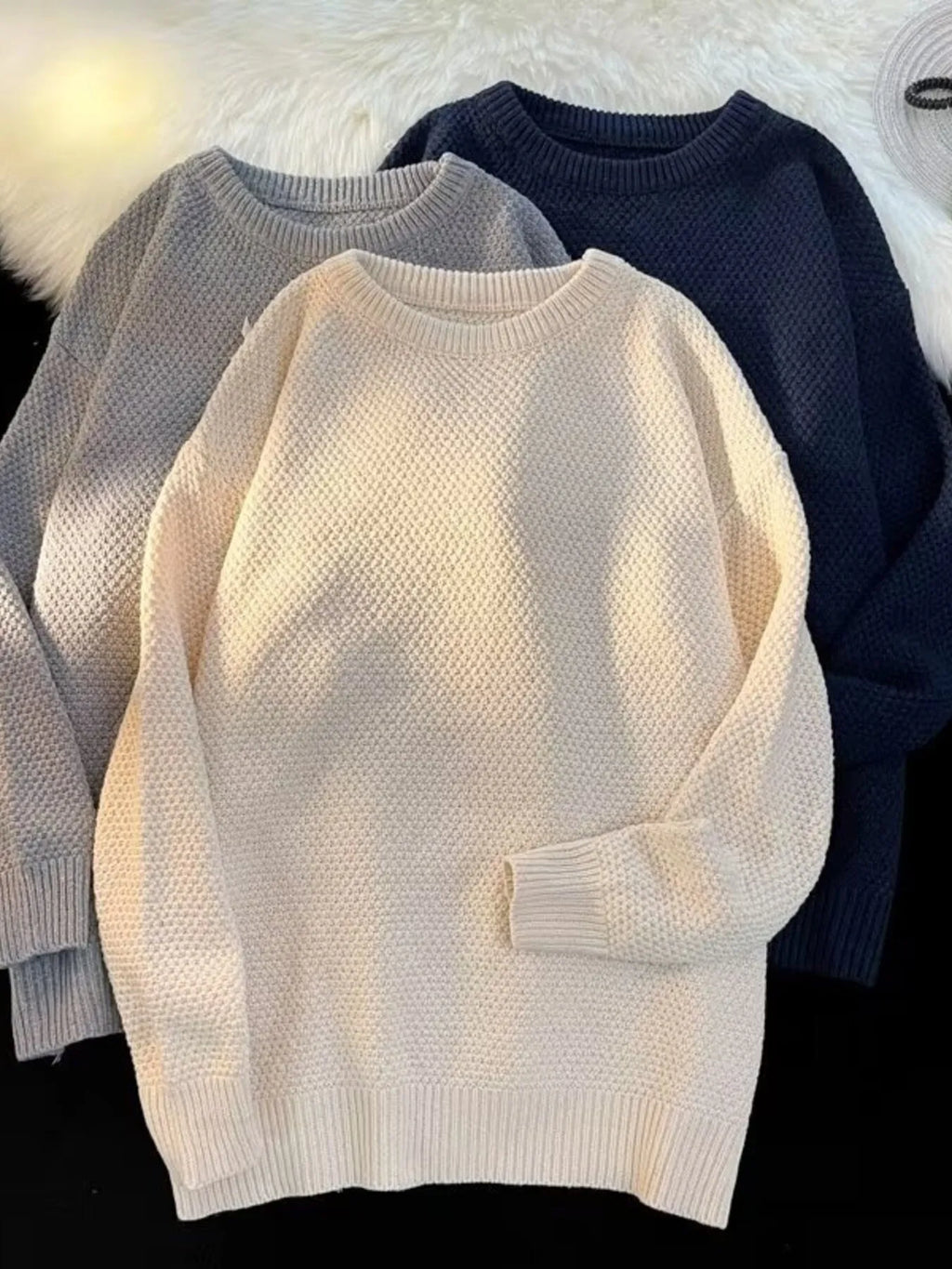 Men's Textured Knit Relaxed Fit Sweater