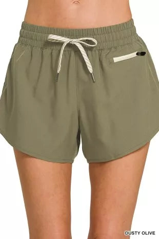 Zenana Soft Woven Lined Shorts With Zip Coin Pocket